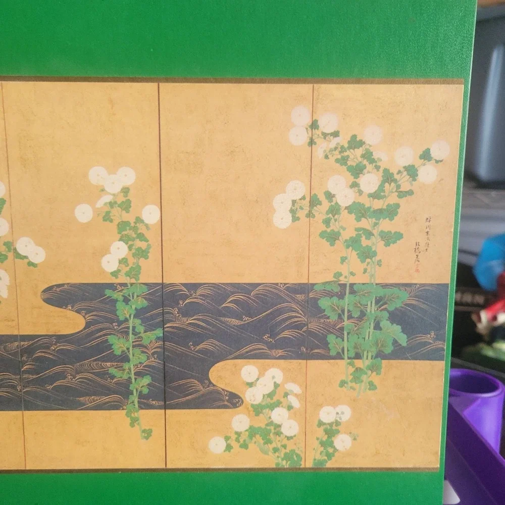 Chrysanthemums By A Stream Vintage File Folder Box Holder Vintage Oriental